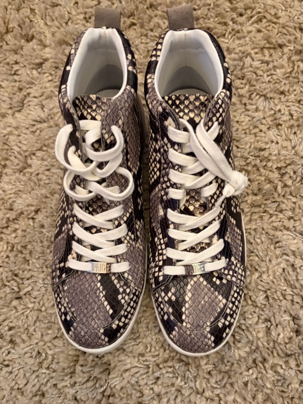 PAIGE Snake-Print High Tops with White Laces